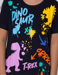 Little M Short Sleeve T-Shirt Dino Splash Piping Tangan