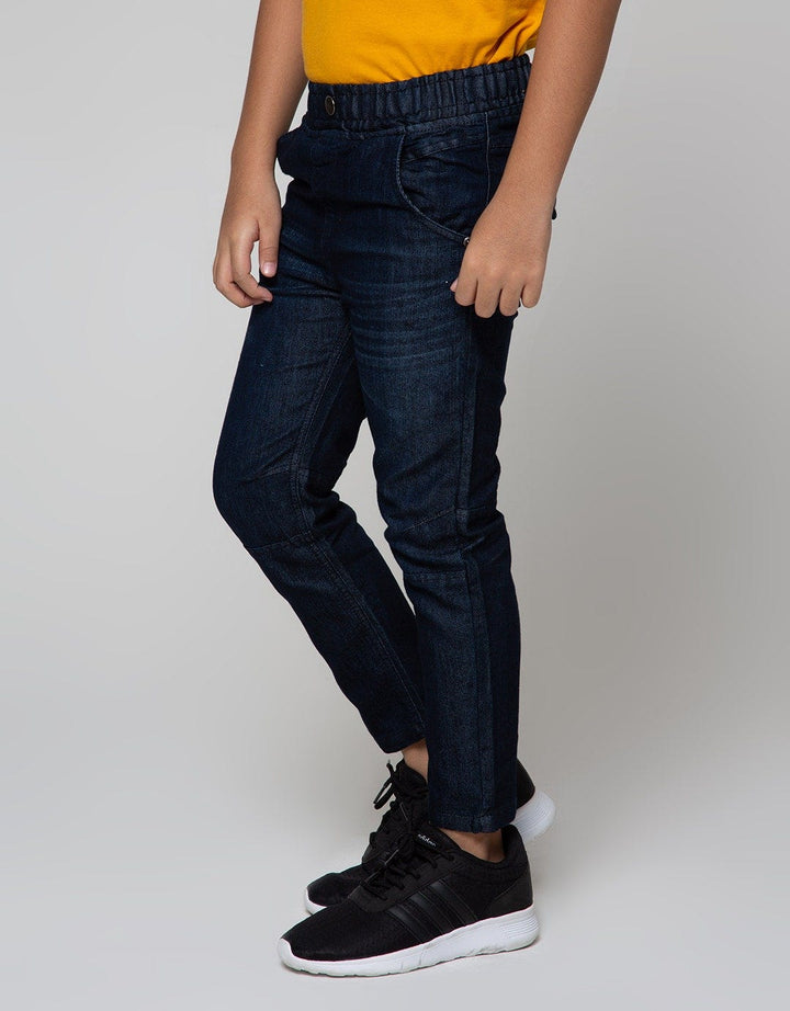 Little M Long Denim Pants Regular Rubber