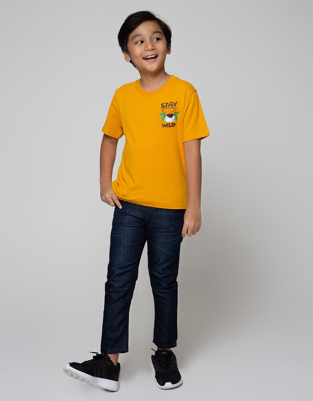 Little M Long Denim Pants Regular Rubber