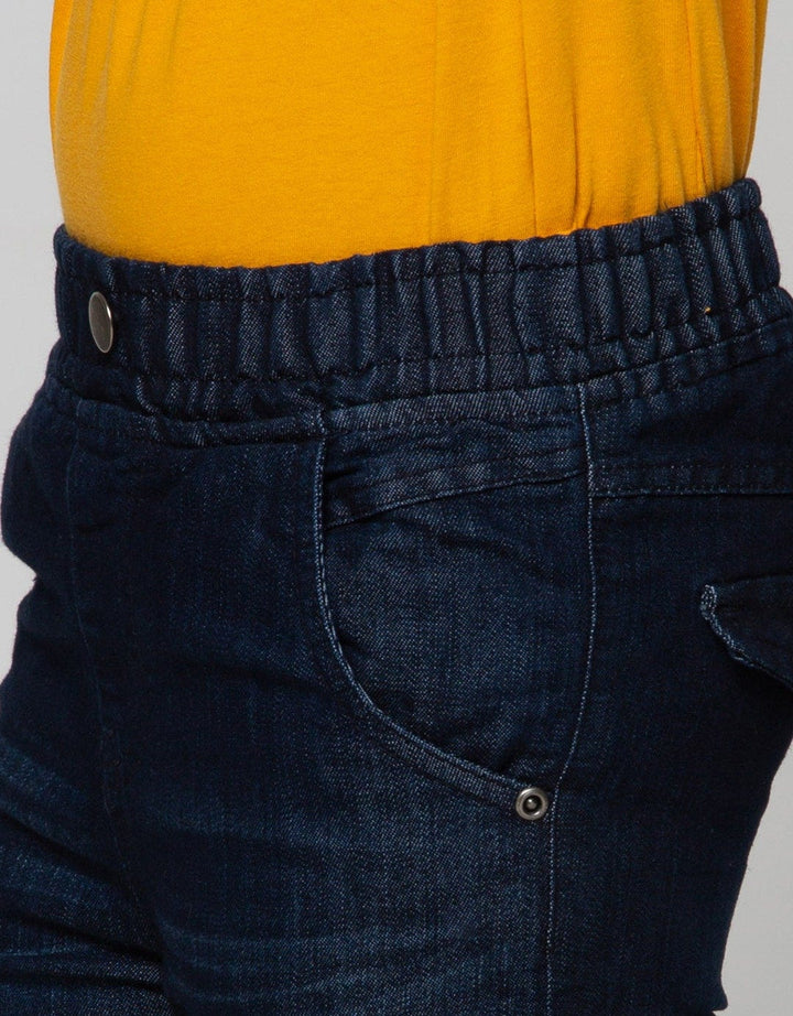 Little M Long Denim Pants Regular Rubber