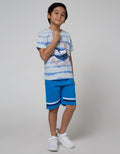 Little M Short Sleeve T-Shirt Print Tie Dyed Stripe Shark