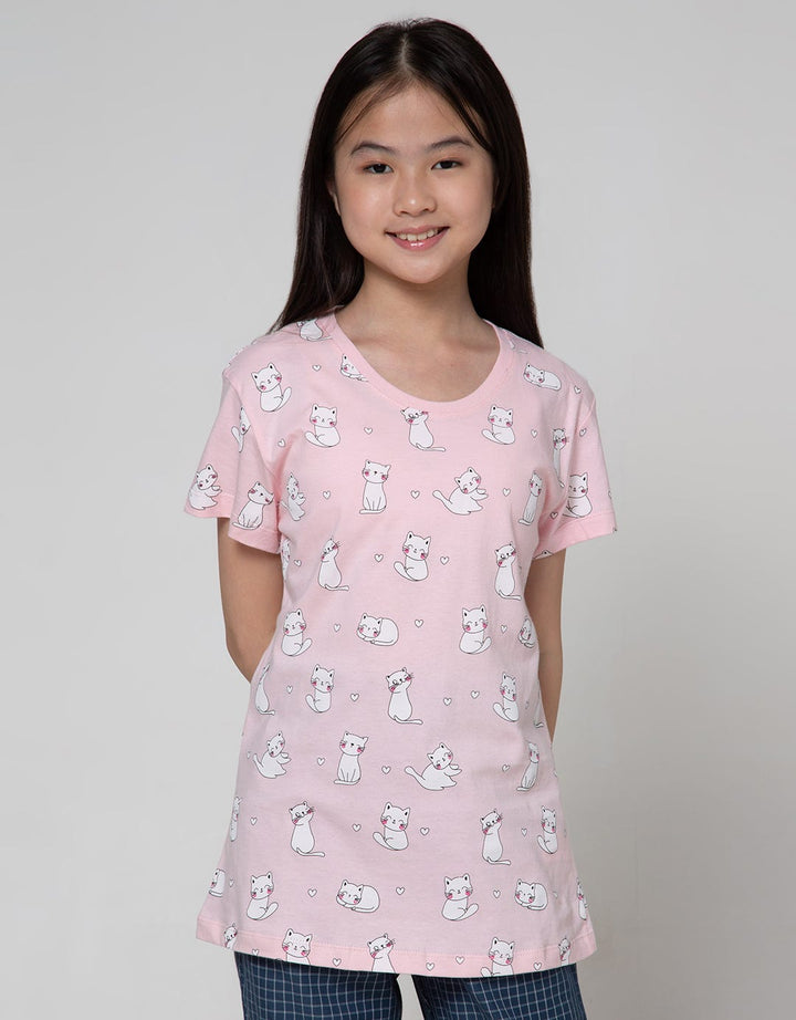 Aero Short Sleeve T-Shirt Basic Top Full Print Kucing