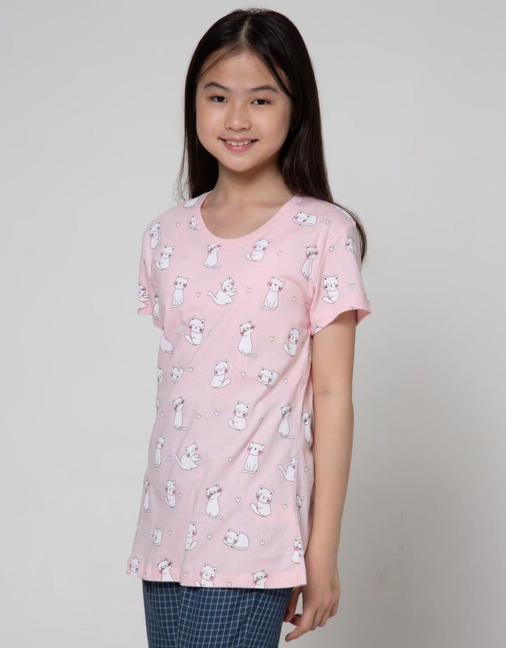Aero Short Sleeve T-Shirt Basic Top Full Print Kucing