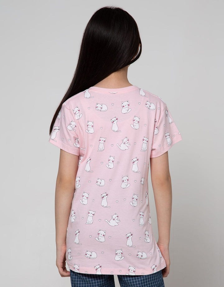 Aero Short Sleeve T-Shirt Basic Top Full Print Kucing