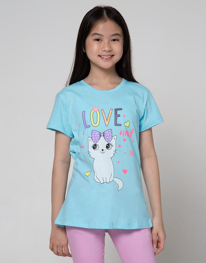 Aero Short Sleeve T-Shirt Basic Top Kucing Love