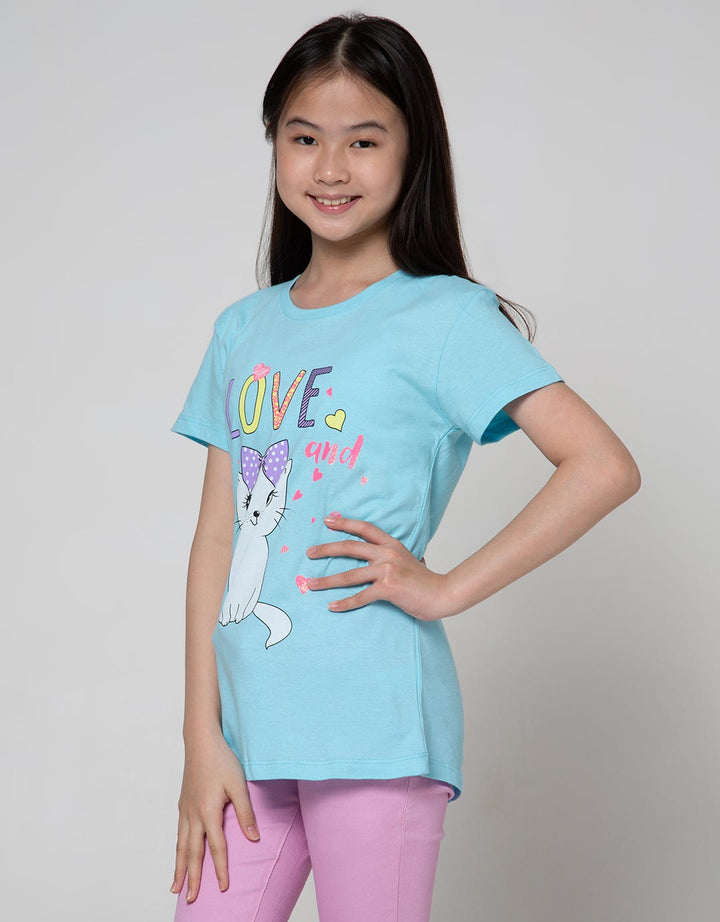Aero Short Sleeve T-Shirt Basic Top Kucing Love