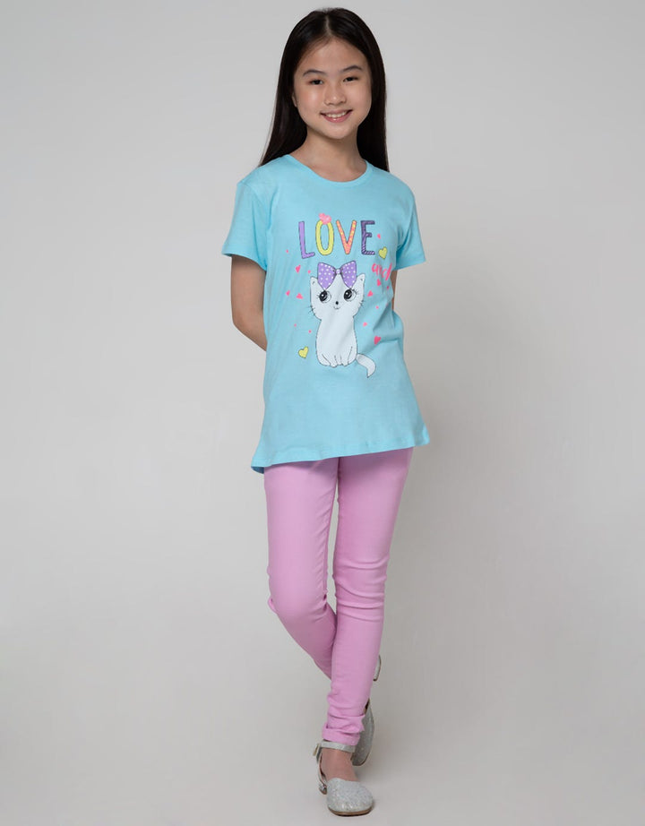 Aero Short Sleeve T-Shirt Basic Top Kucing Love