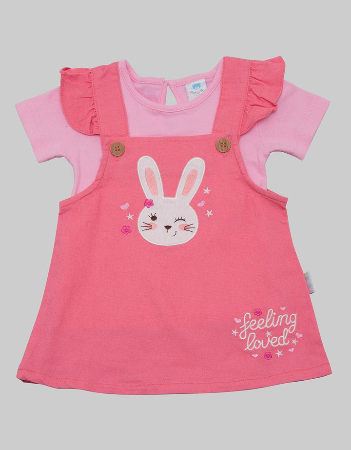 Pipiniko Midi Dress Overall Twill Feeling Loved Bunny