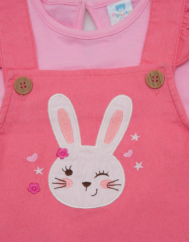 Pipiniko Midi Dress Overall Twill Feeling Loved Bunny