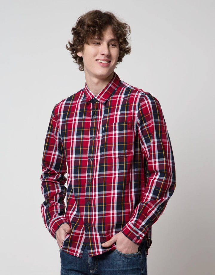 Cardinal Jeans Kemeja Lengan Panjang Pria Print Check