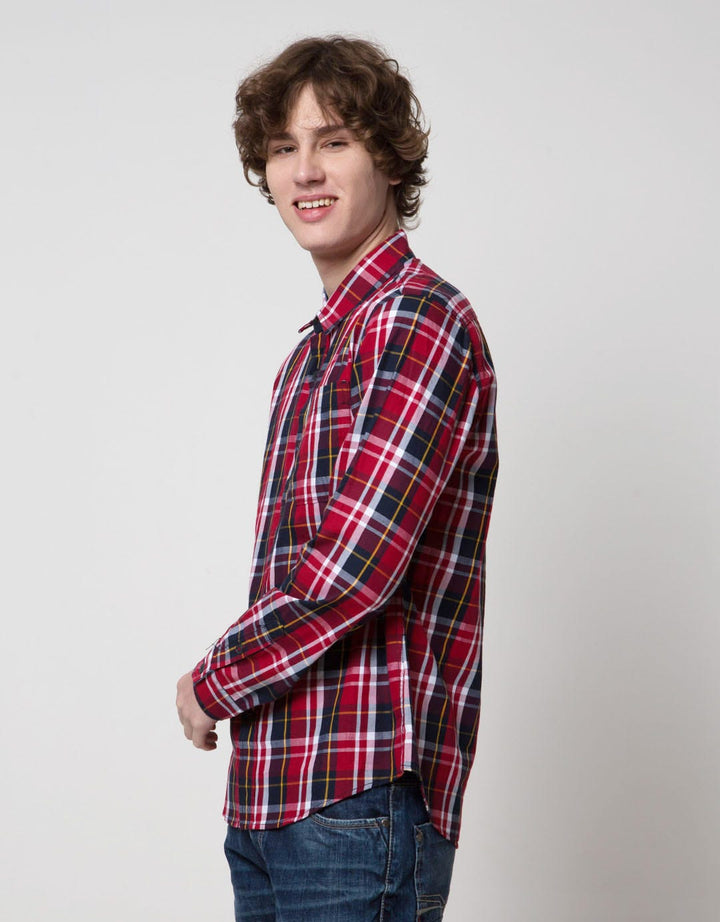 Cardinal Jeans Kemeja Lengan Panjang Pria Print Check