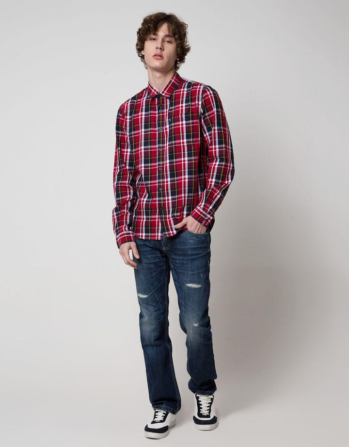 Cardinal Jeans Kemeja Lengan Panjang Pria Print Check
