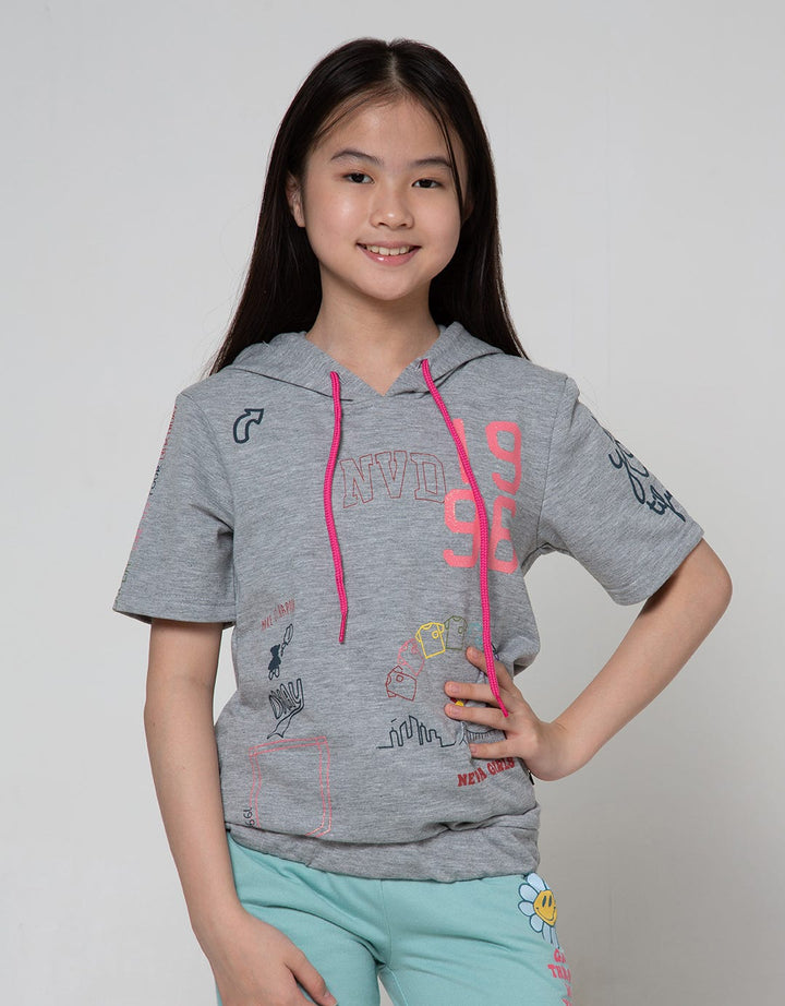 Nevada Short Sleeve T-Shirt Hoodie With Full Print Doodle