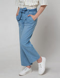 Nevada Wide Leg Denim Pants With Paperbag