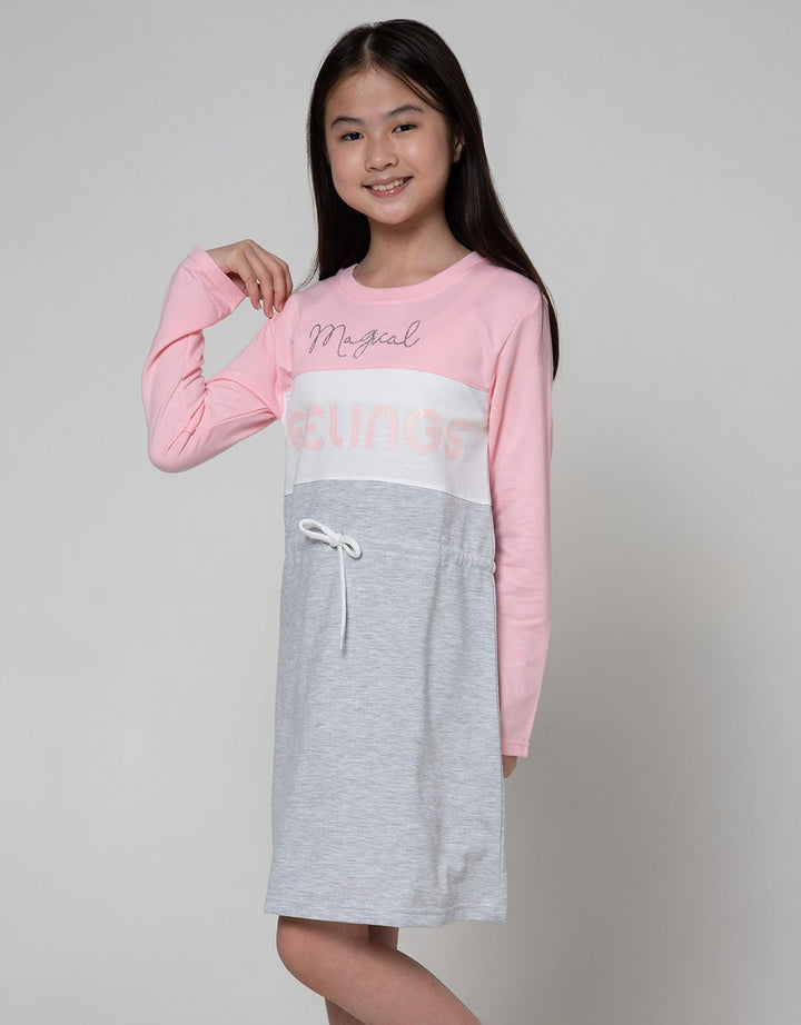 Nevada Long Sleeve Dress Cut N Sewn Serut Pinggang