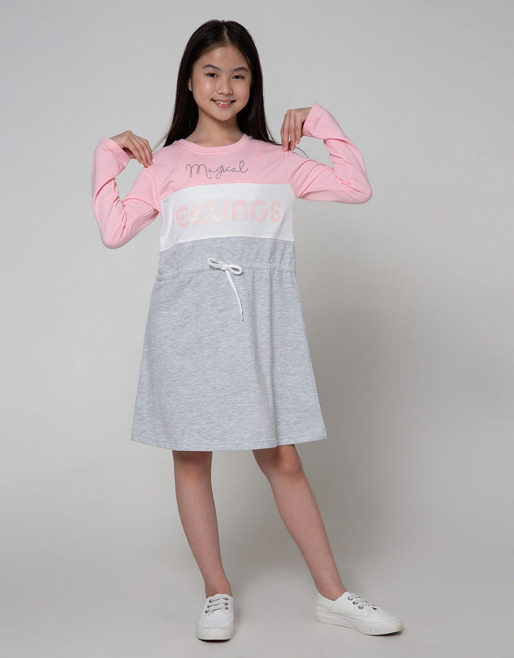 Nevada Long Sleeve Dress Cut N Sewn Serut Pinggang