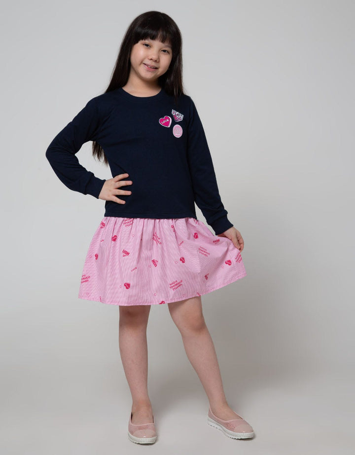 Nevada Long Sleeve Dress Comb Skirt Fullprint Doodle
