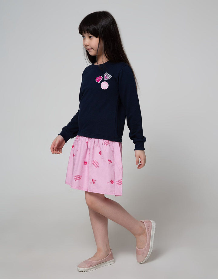 Nevada Long Sleeve Dress Comb Skirt Fullprint Doodle