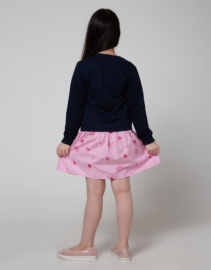 Nevada Long Sleeve Dress Comb Skirt Fullprint Doodle
