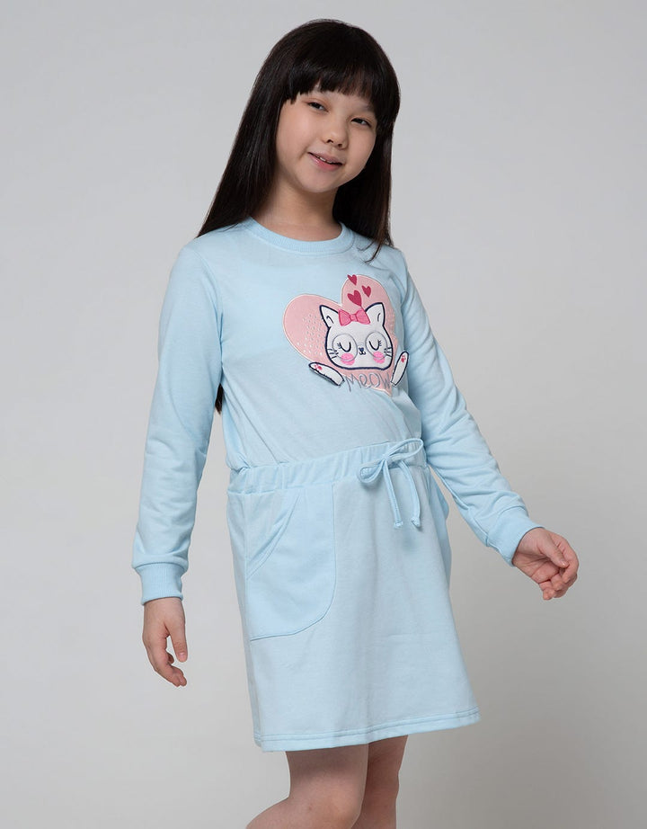 Aero Long Sleeve Dress Print Cat Face