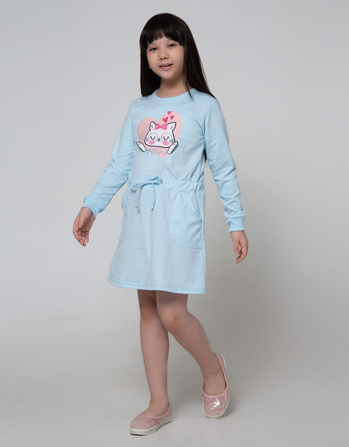 Aero Long Sleeve Dress Print Cat Face