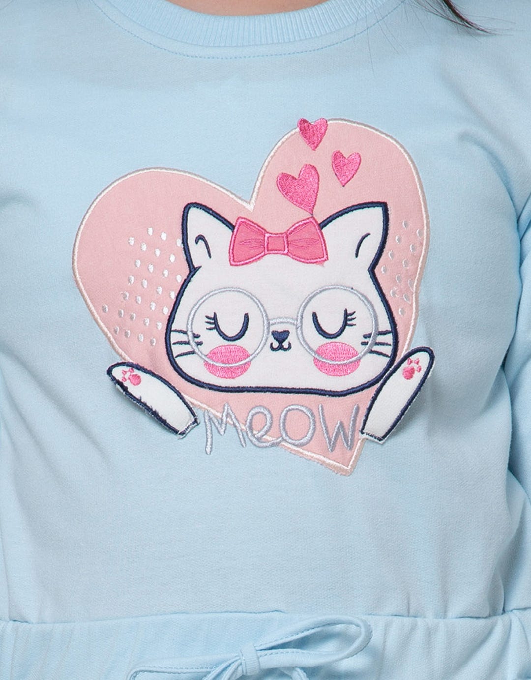 Aero Long Sleeve Dress Print Cat Face