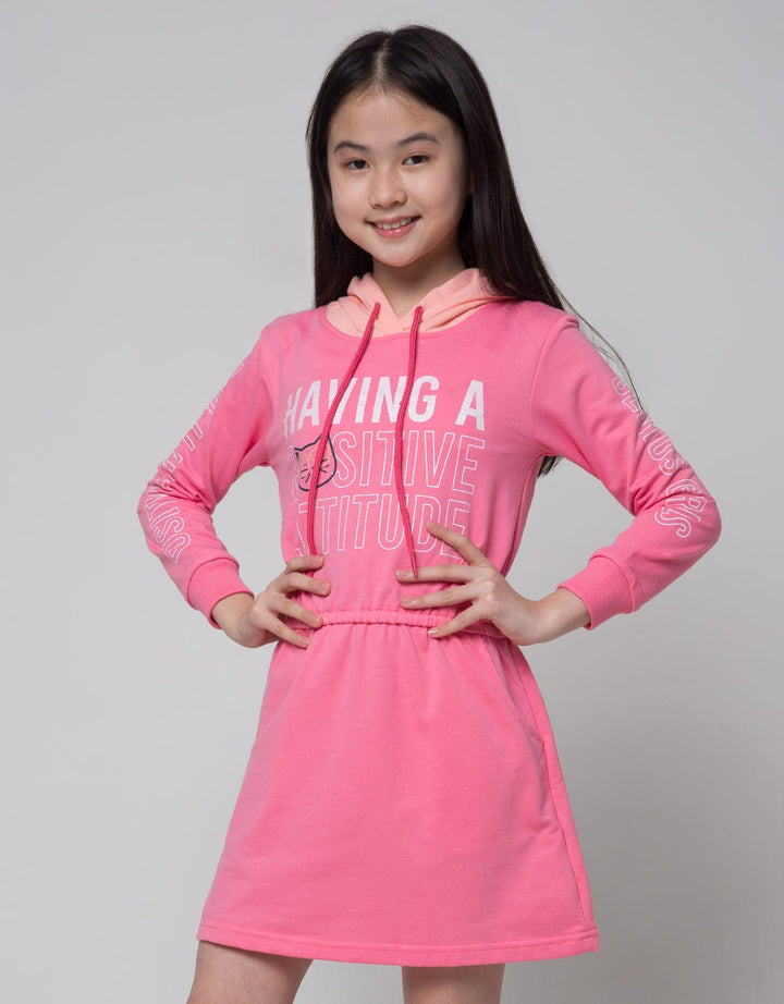 Aero Long Sleeve Dress Hoodie Print Smart Cat