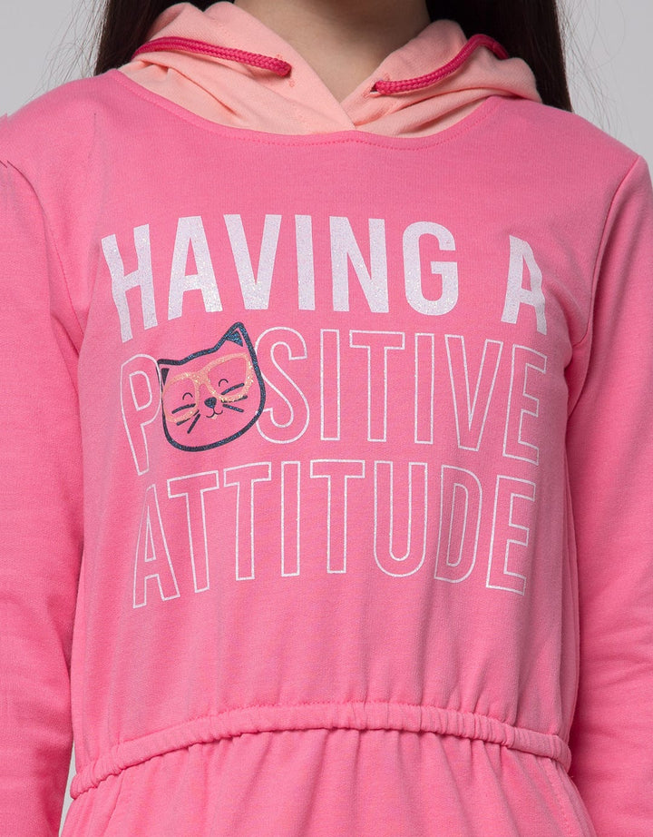 Aero Long Sleeve Dress Hoodie Print Smart Cat