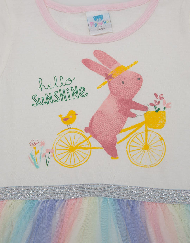 Pipiniko Short Sleeve Midi Dress Bunny Hello Sunshine