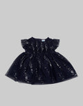 Pipiniko Short Sleeve Midi Dress Smock In Foil