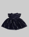 Pipiniko Short Sleeve Midi Dress Smock In Foil