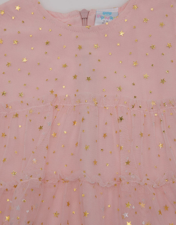 Pipiniko Short Sleeve Midi Dress Print Foil Star