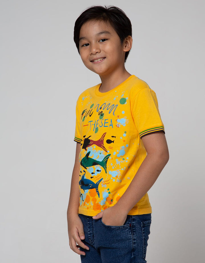 Little M Short Sleeve T-Shirt Watercolor Fun In The Sea