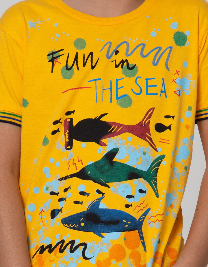 Little M Short Sleeve T-Shirt Watercolor Fun In The Sea