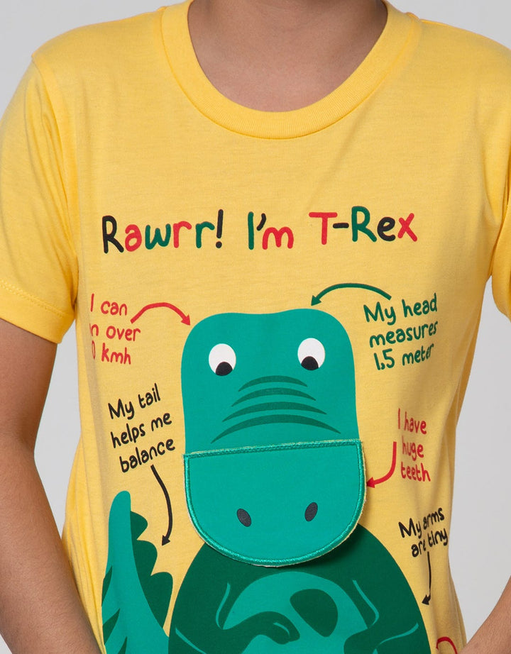 Little M Short Sleeve T-Shirt Trex Aplikasi Flip