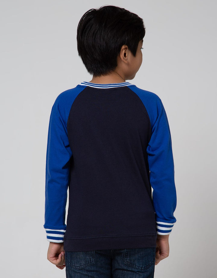 Little M Long Sleeve Raglan Rib Yarndyed Astronaut T-Shirt