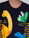 Little M Long Sleeve T-Shirt Double Sleeve Stripe Dino