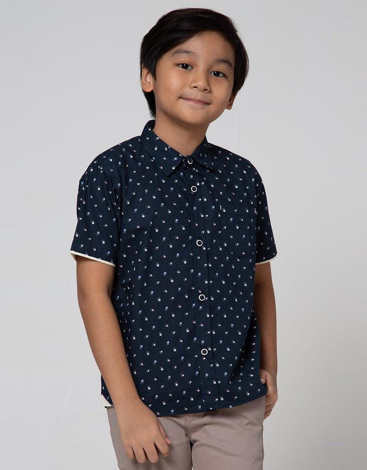 Little M Short Sleeve Shirt Segitiga Poplin