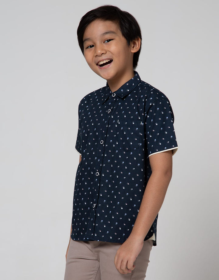 Little M Short Sleeve Shirt Segitiga Poplin