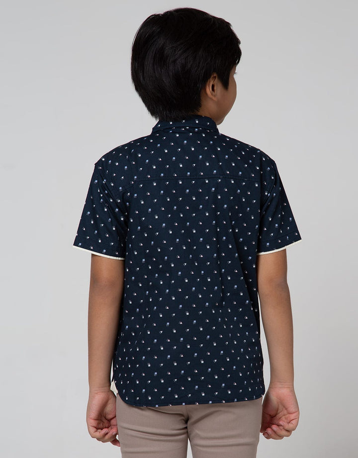 Little M Short Sleeve Shirt Segitiga Poplin