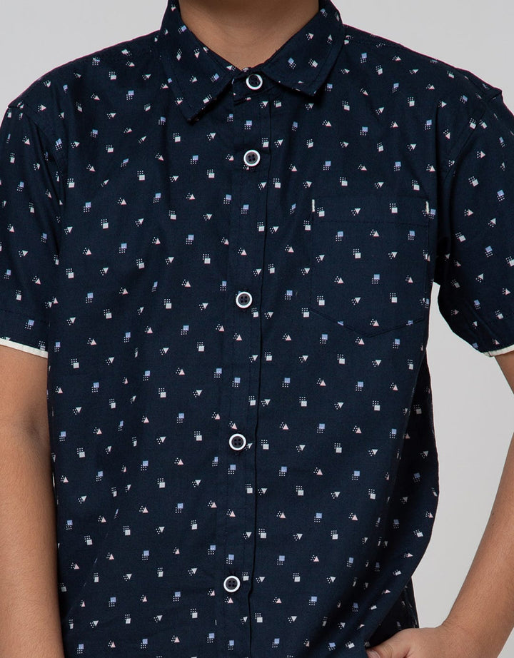 Little M Short Sleeve Shirt Segitiga Poplin