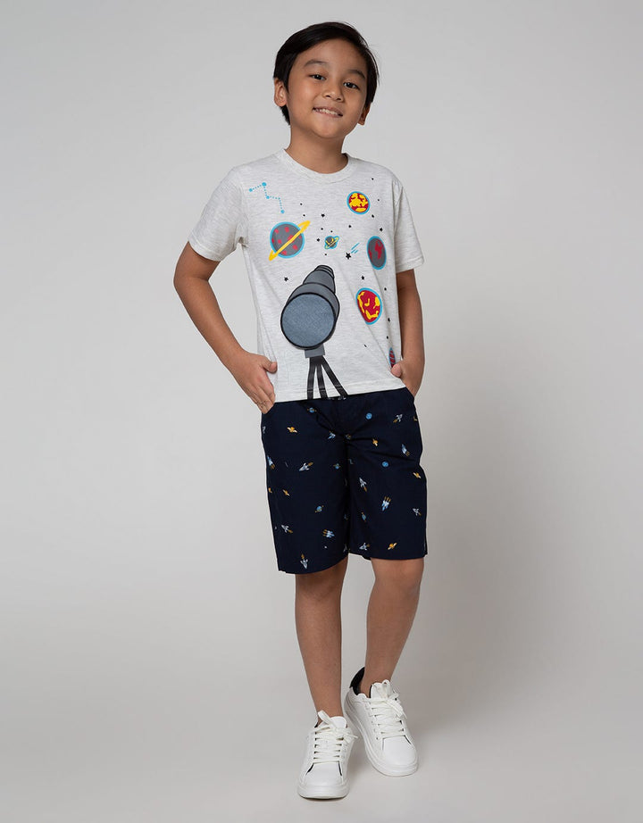 Little M Short Sleeve T-Shirt Space Planet Teropong Flip