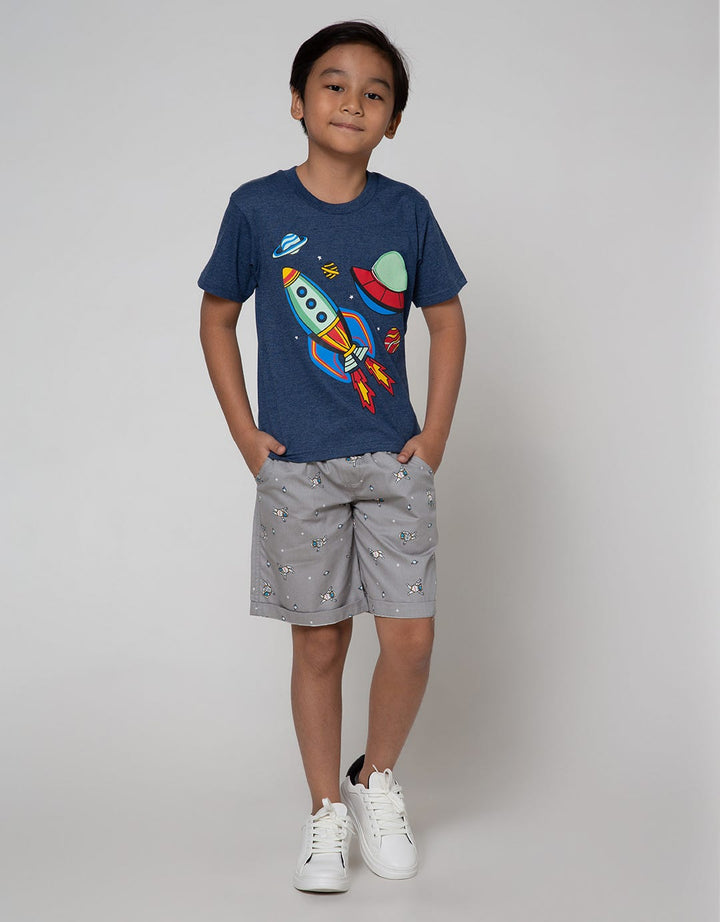 Little M Short Sleeve T-Shirt Space Aplikasi Flip