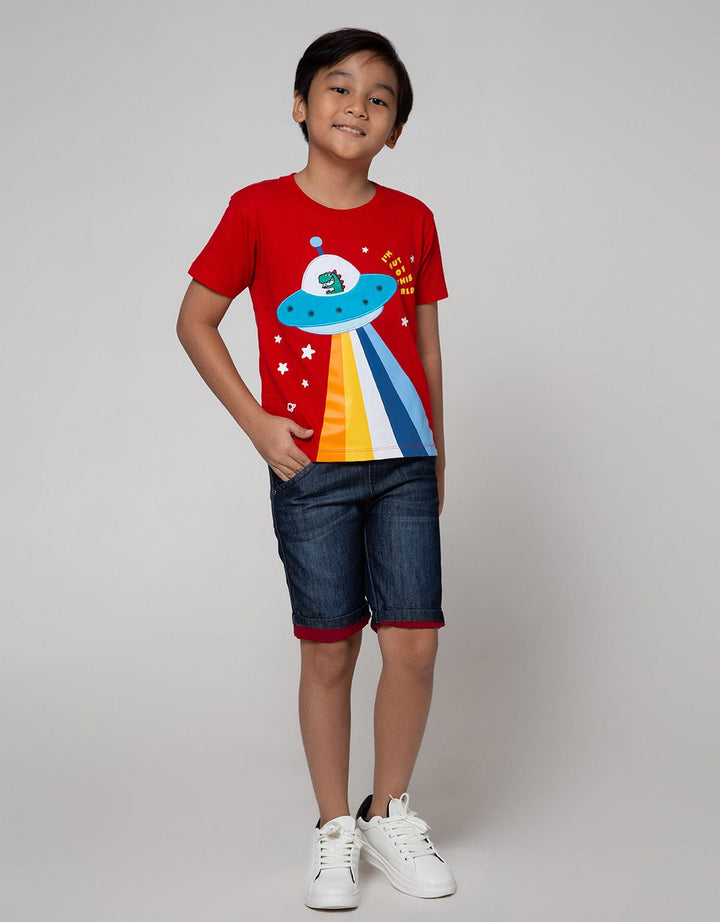Little M Short Sleeve T-Shirt Space Aplikasi
