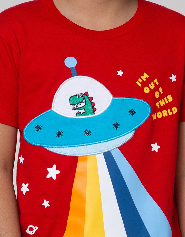 Little M Short Sleeve T-Shirt Space Aplikasi