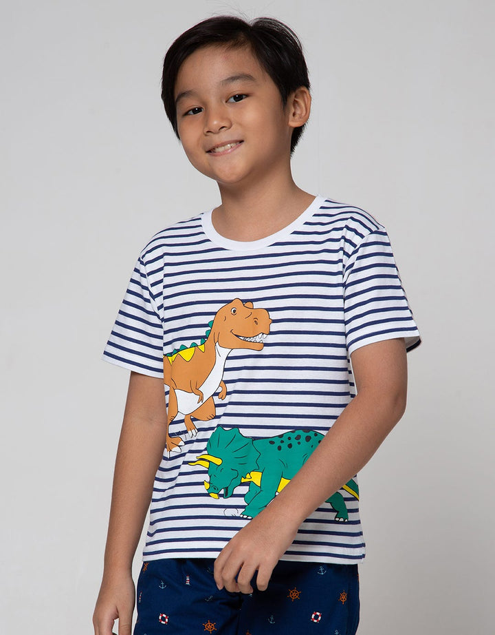 Little M Short Sleeve T-Shirt Stripe Dino