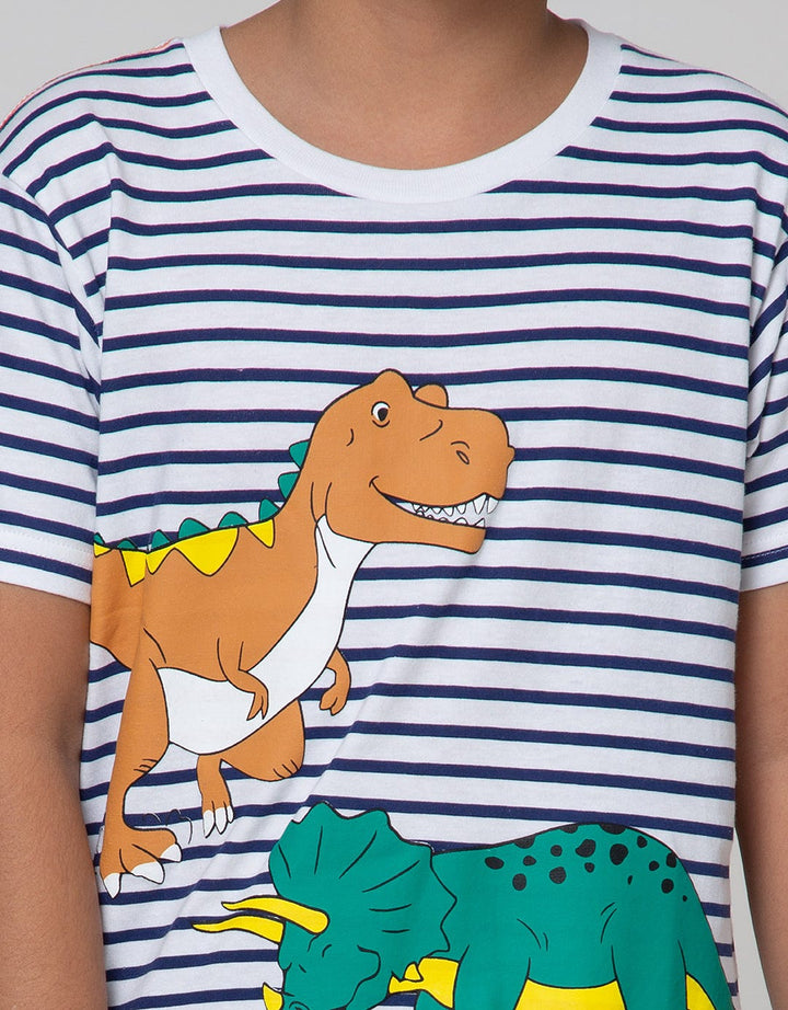Little M Short Sleeve T-Shirt Stripe Dino