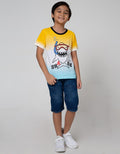 Little M Denim Short Pants Rib Lipat