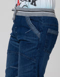 Little M Denim Short Pants Rib Lipat