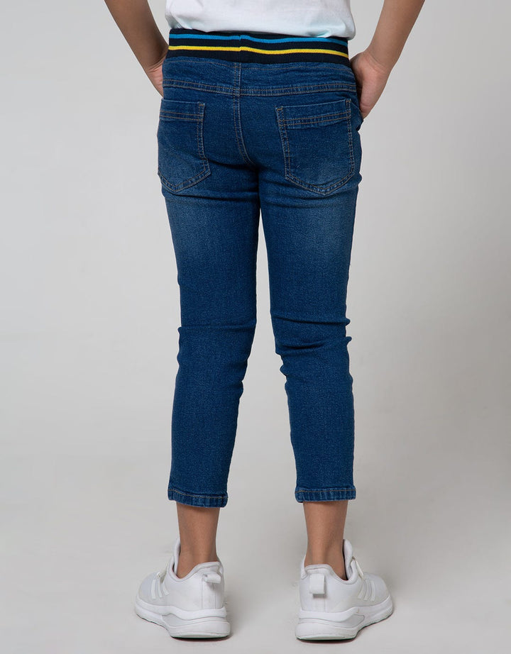 Little M Denim Long Pants Rib Stretch Bordir Astronot